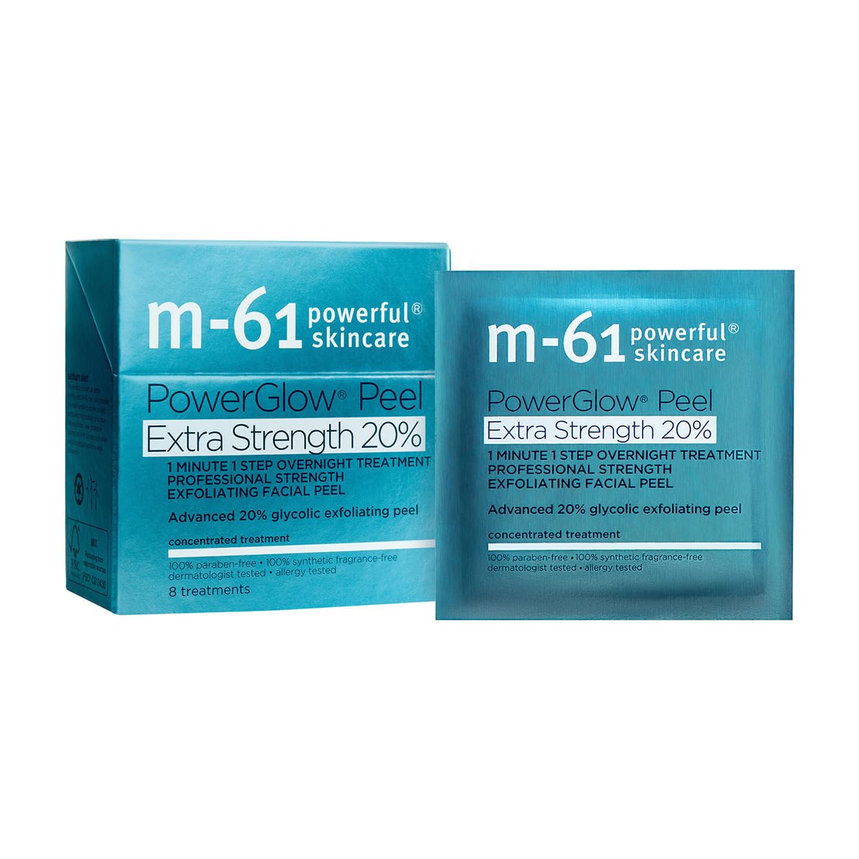m-61 PowerGlow Peel Extra Strength 20% | Professional Strength Exfoliating Facial Peel With Advanced 20% Glycolic Acid - 8 Treatments
