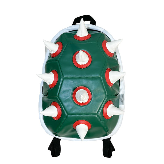 Bowsette Koopa Cosplay Props White Spiked Laptop Backpack, 14 Inch,Green Turtle Shell Cosplay Backpack