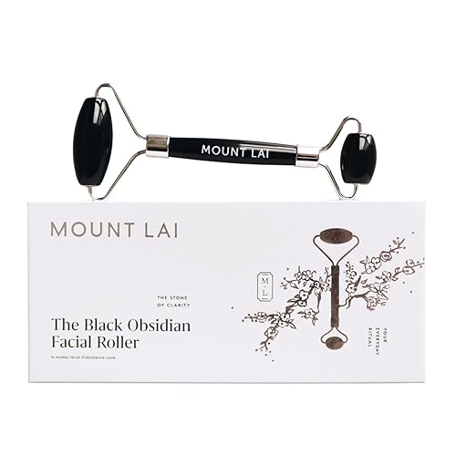 Mount Lai Warming Black Obsidian Facial Roller - The Stone of Clarity, Detoxifying Face Roller Tool for Purified Skin, Relaxation & Improved