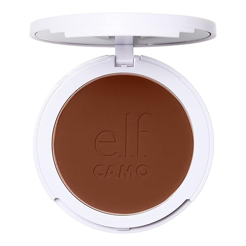 e.l.f. Camo Powder Foundation, Lightweight, Primer-Infused Buildable & Long-Lasting Medium-to-Full Coverage Foundation, Rich 610 N