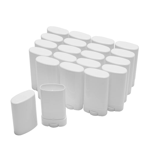 Xiboya textile Empty Oval Deodorant Lip Lipstick Balm Tubes Containers Plastic (20-Pack) (15ml, white)