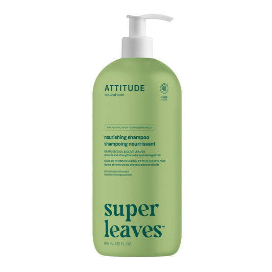 ATTITUDE Nourishing Hair Shampoo, EWG Verified, For Dry and Damaged Hair, Naturally Derived Ingredients, Vegan and Plant Based, Grapeseed Oil