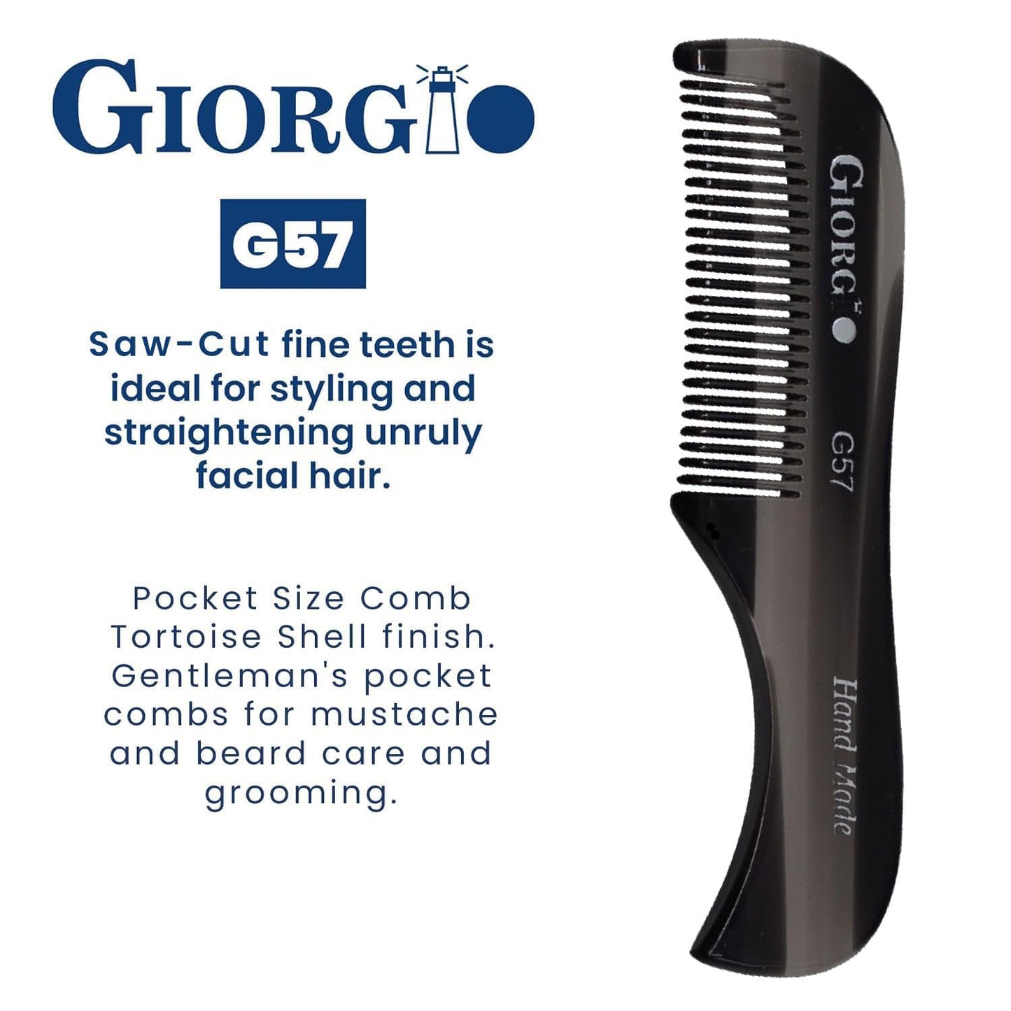 Giorgio Graphite Handmade Pocket Comb Set, Hair Comb Straightener for Everyday Grooming Styling Hair, Mustache and Beard for Men Women and Kids, Use Beauty and Personal Care GIORGIO