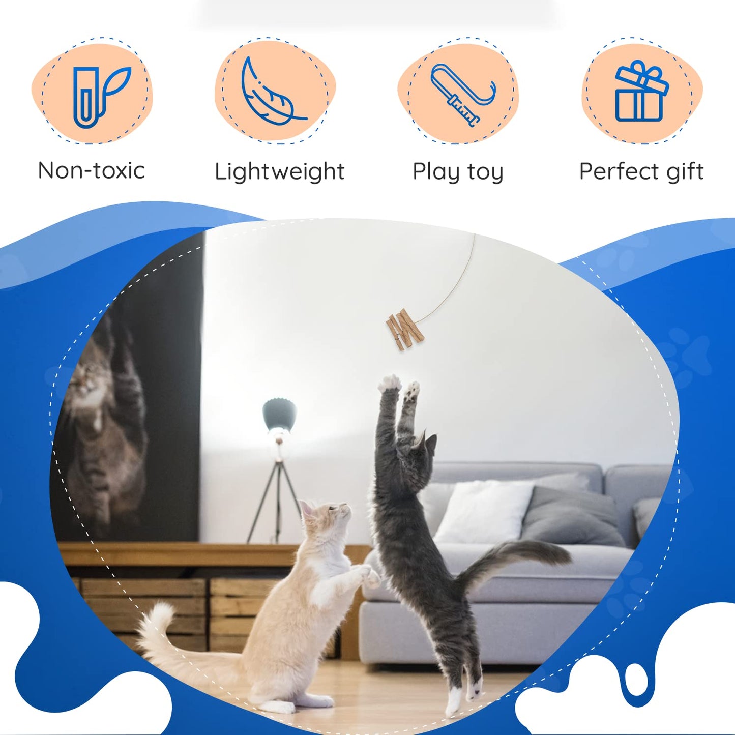 Cat Dancer Interactive Cat Toy – 2 Pack Fun & Fitness Toy with 30" Flexible Spring Steel Wire and Paper Roll for Playful Cats