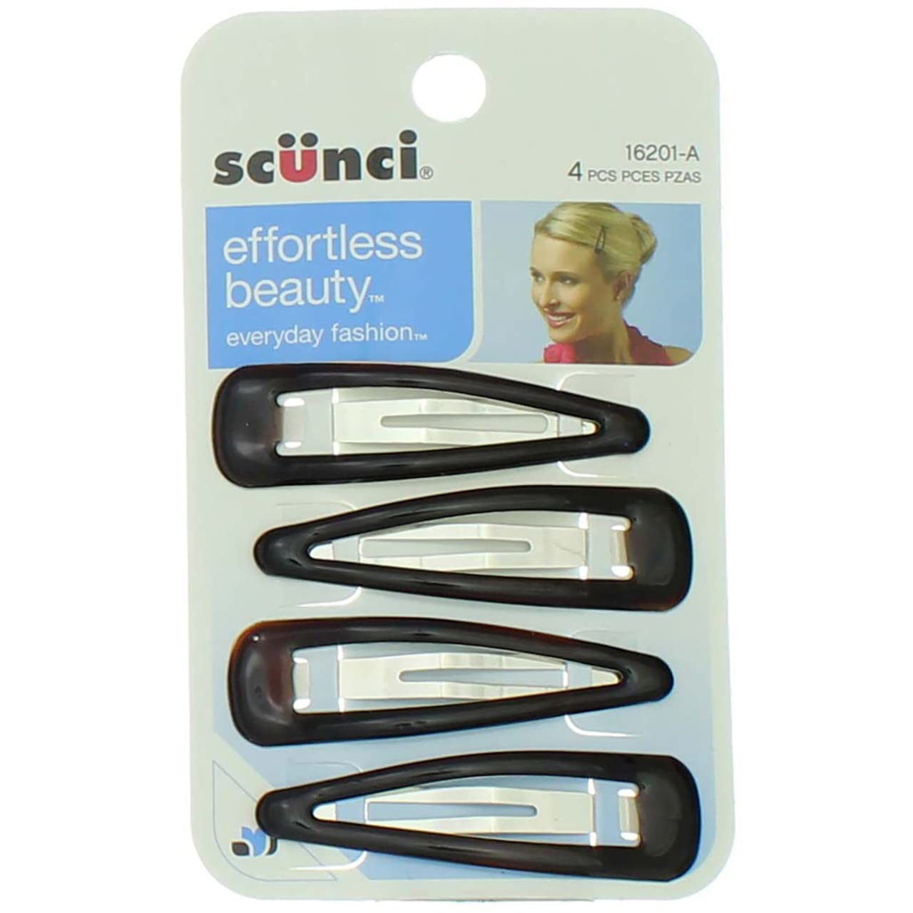 Scunci 1620103a048 4 Piece Medium Hair Clips, 0.3 Ounce