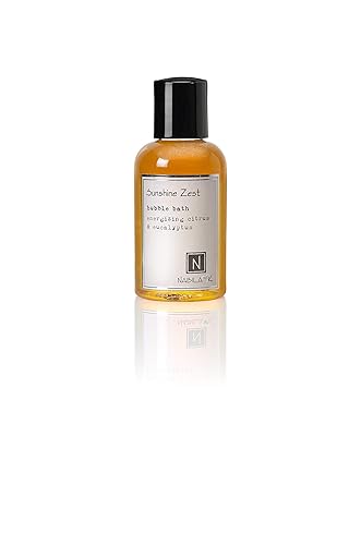 Sunshine Zest Travel Size Bubble Bath with Citrus & Eucalyptus Scent by Nabila K - Essential Oils, Natural Ingredients for Sensitive Skin, Gentle