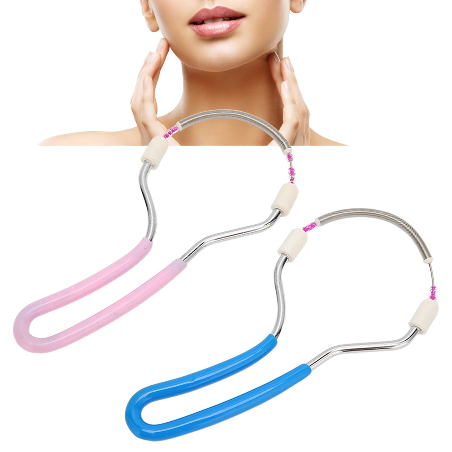 2pcs Portable Spring Hair Remover for Women - Ergonomic Design Epilator for Upper Lip, Chin, Cheeks & Neck, Durable & Eco-Friendly Beauty and Personal Care Dioche