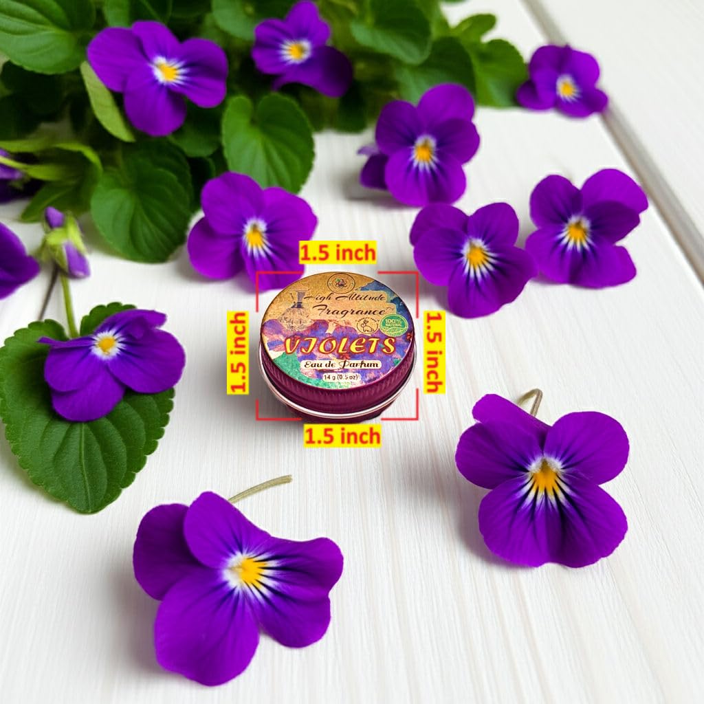 VIOLETS Perfume - Eau de Parfum - Solid Balm - Natural Essential Oils Aromatherapy Fragrance (Viola Odorata, Orris, Lavender, Heliotrope, Hyacinth