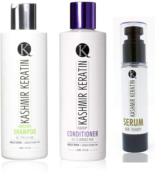 Keratin enriched 8oz Hair Care Set (8oz Enriched Shamp/8oz Deep Cond, 1.69oz Serum)