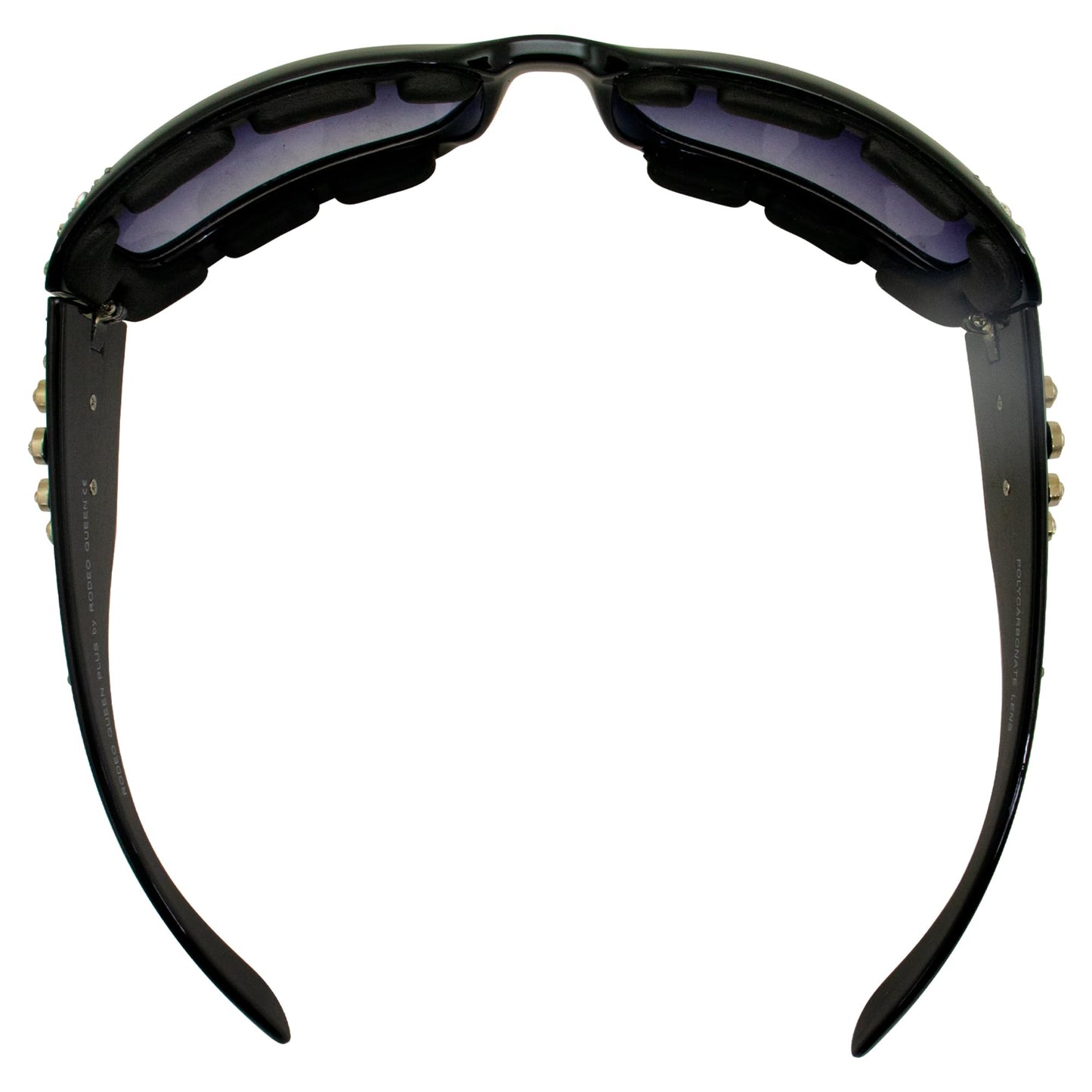 Rodeo Queen Motorcycle Womens Sunglasses Gloss Black Frame with Bling Rhinestones & Smoke Gradient Lens