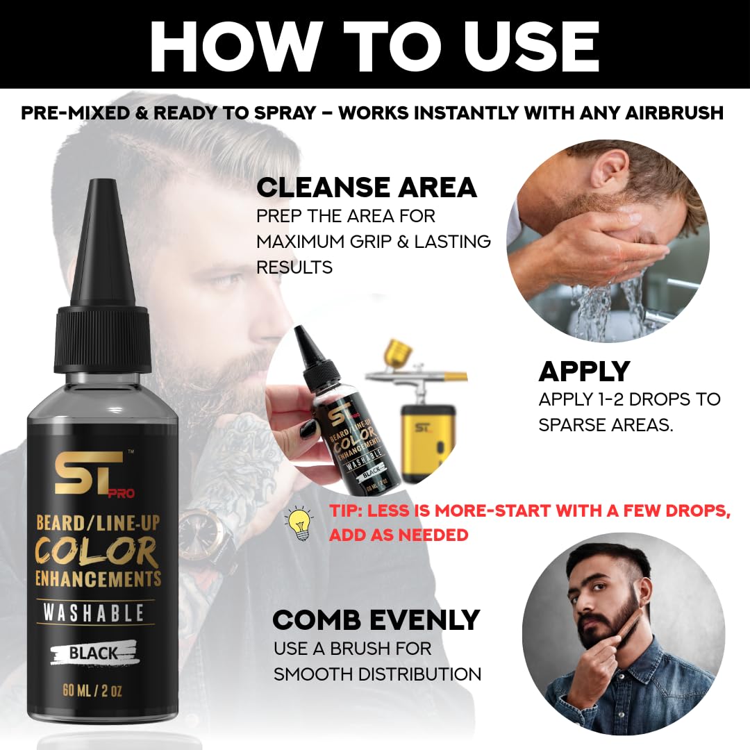 Supreme Trimmer Airbrush Hair & Beard Enhancement Ink | Barber-Grade Line-Up & Filler Spray | Water Resistant, Washable, Pre-Mixed for Precision