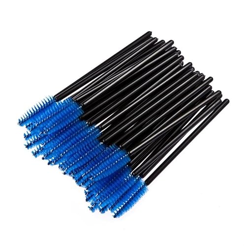 50 Pcs Disposable Mini Eyelash Eye Lash Makeup Brush Mascara Wands Applicator Blue