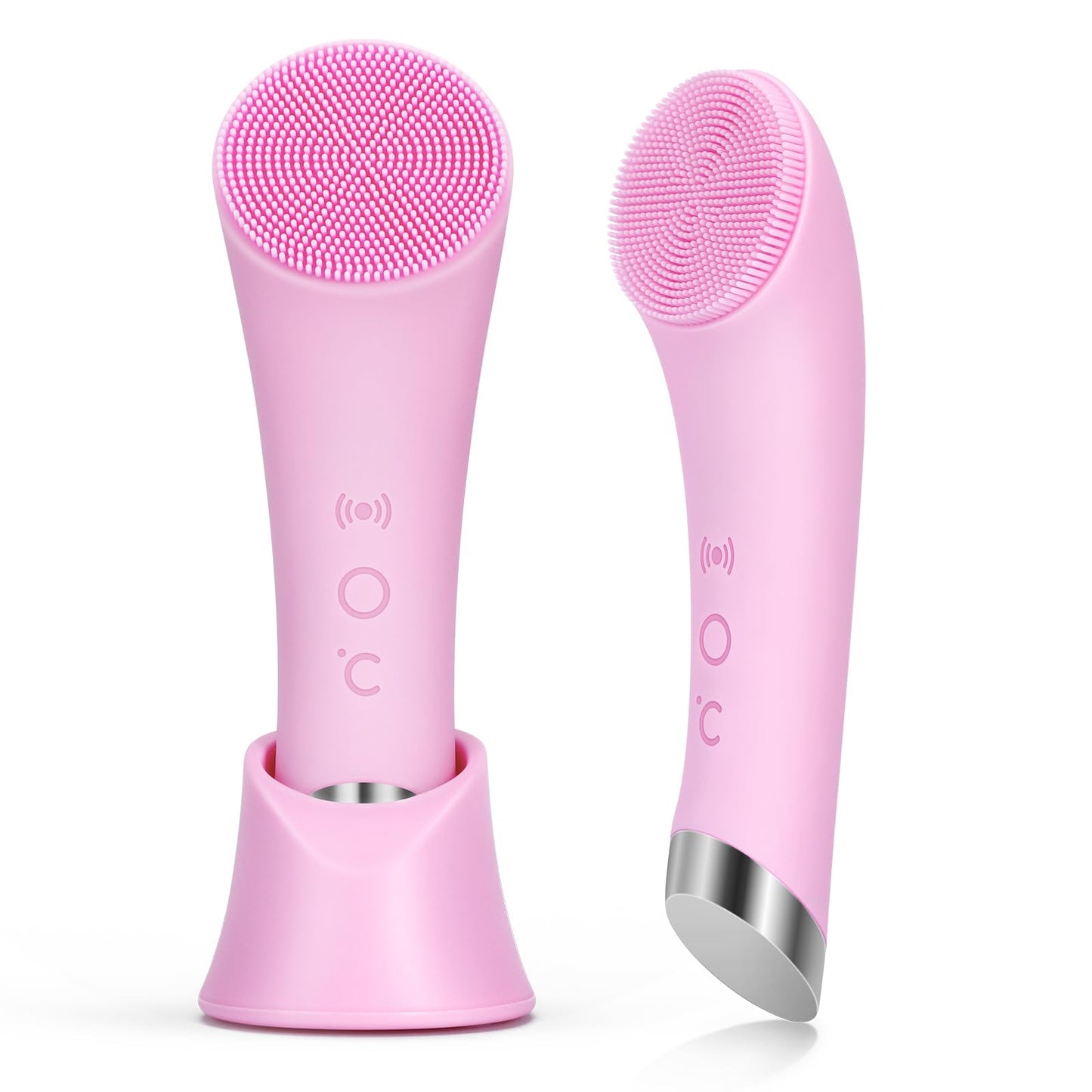 PRITECH Facial Cleansing Brush, Rechargeable Silicone Face Scrubber with Heat Massage End, Vibrating Exfoliator Scrubber for Deep Cleaning, Waterproof Beauty and Personal Care PRITECH