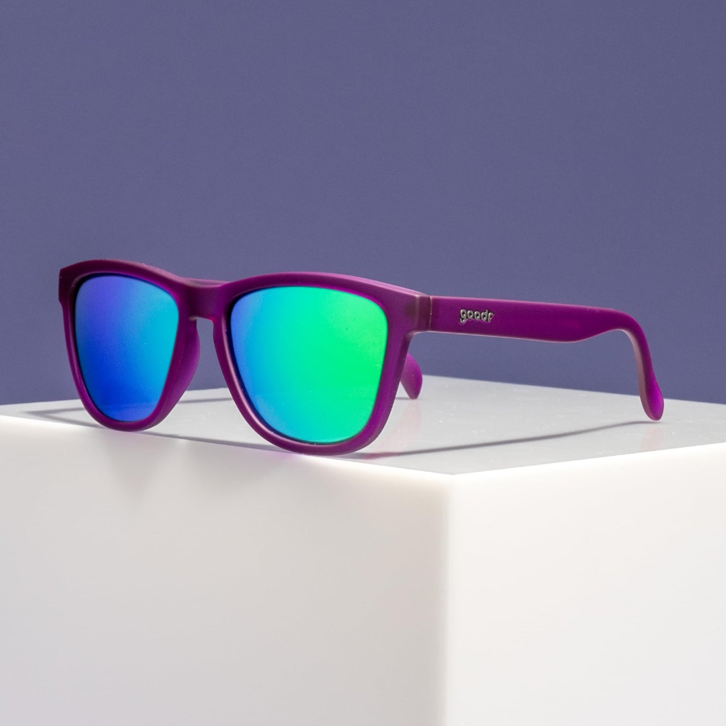 goodr Gardening with a Kraken Polarized Sunglasses, Medium Sized (OG), Dark Purple Translucent Lens with Light Green Mirrored Reflective Lens, UV400