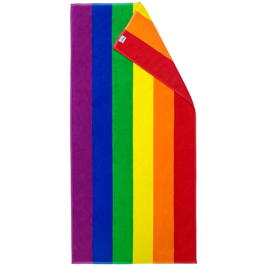 Softerry Gay Flag Beach Towel LGBTQIA+ Pride Parade 30 x 60 inches Fluffy 450GSM, Vibrant Colors, Absorbent, 100% Cotton (Reversible Rainbow)