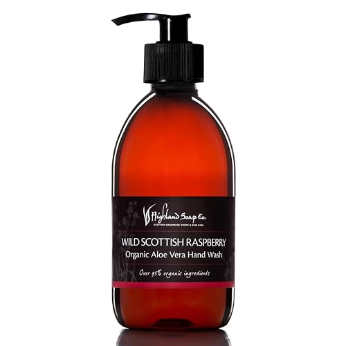 The Highland Soap Company, Organic Aloe Vera Hand Wash, Wild Scottish Raspberry, 10oz Bottle (Pack of 1)