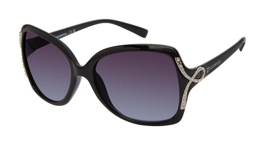 Southpole Women's Rhinestone Butterfly Sunglasses, Black, 56 mm