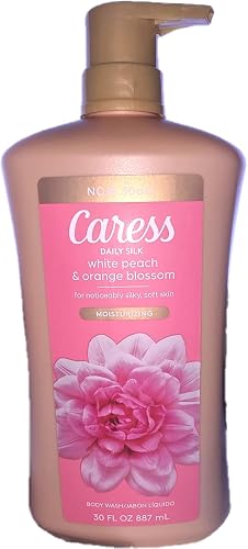 Caress Daily Silk, White peach and Orange blossom scent for noticable silking, solf skin, moisturizing body wash 30 oz