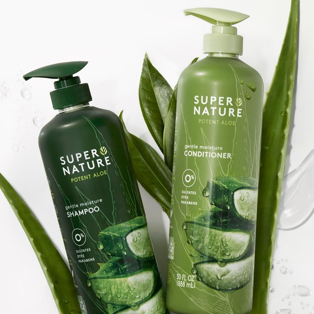 Super Nature Shampoo and Conditioner Set - Sulfate Free, Paraben Free Hair Care Duo Hydrating & Nourishing Formula with Aloe for Dry, Damaged, Curly