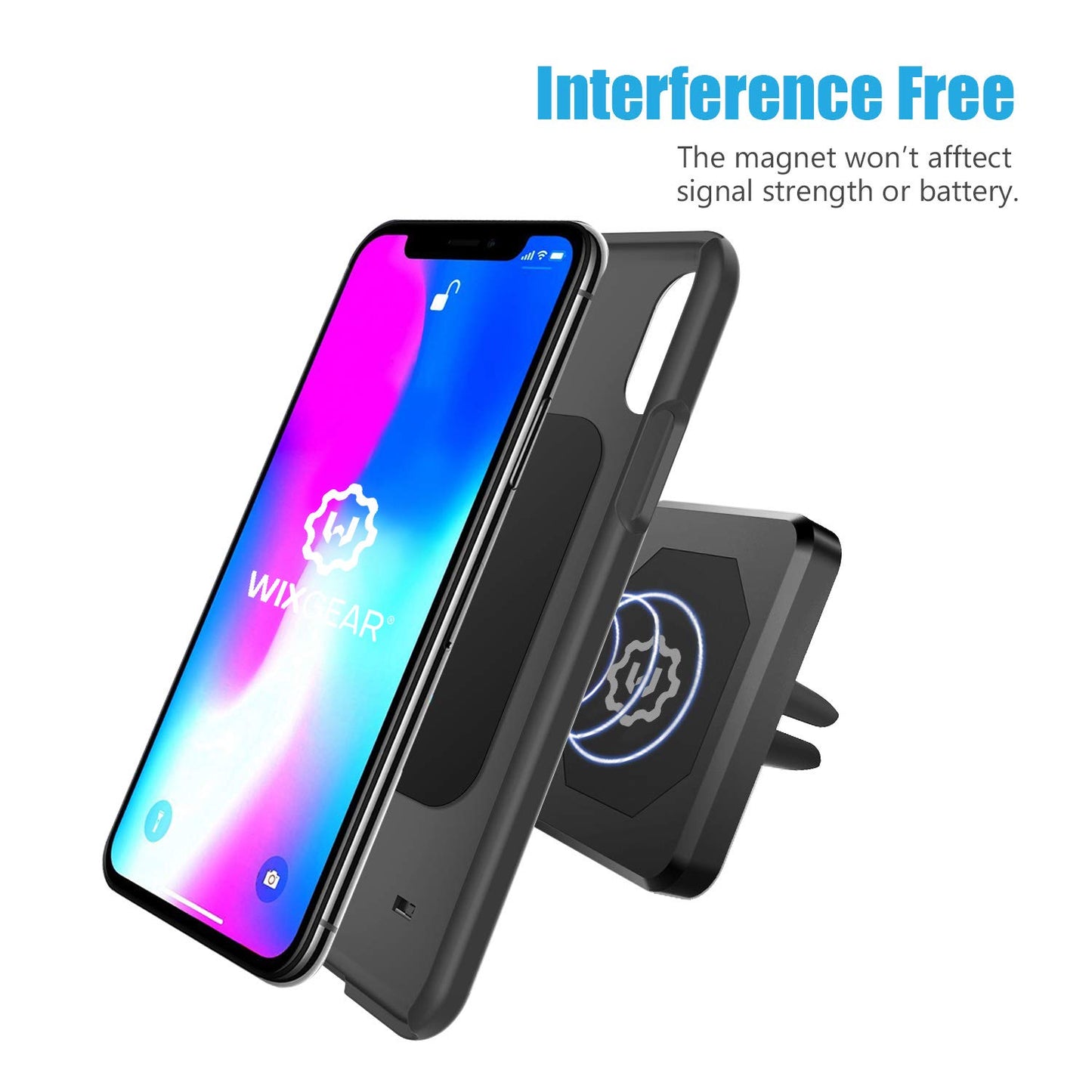 WixGear Universal Air Vent Magnetic Phone Car Mount Holder for Cell Phones with Fast Swift-Snap Technology, Magnetic Cell Phone Mount [New Stronger…