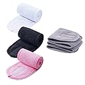 4 PCS Facial Spa Headbands(White, Black, Pink?Gray)? Makeup Shower Bath Wrap Sport Headband Terry Cloth Stretch Towel with Magic Tape
