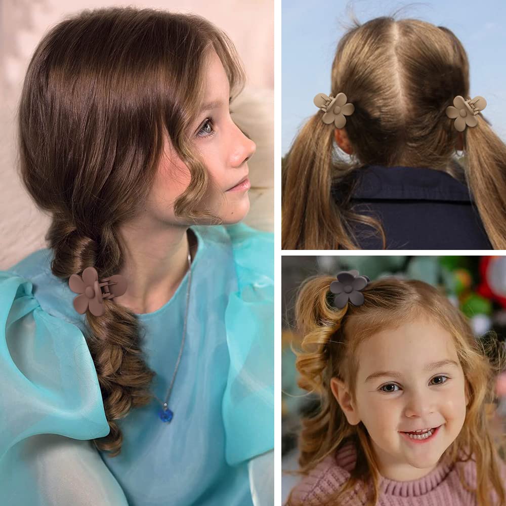 ATODEN Small Flower Hair Accessories: 10Pcs Daisy Claw Clips - 1.6" Matte Tiny Jaw Clips for Thick, Medium and Thin Hair - Cute for Women and Girls