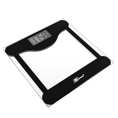 Zewa Digital Bathroom Scale | Elegant Design | Tempered Glass | Measures Up to 330 lbs / 150 Kg | Low Profile | Metric & Standard Units | Easy to Use
