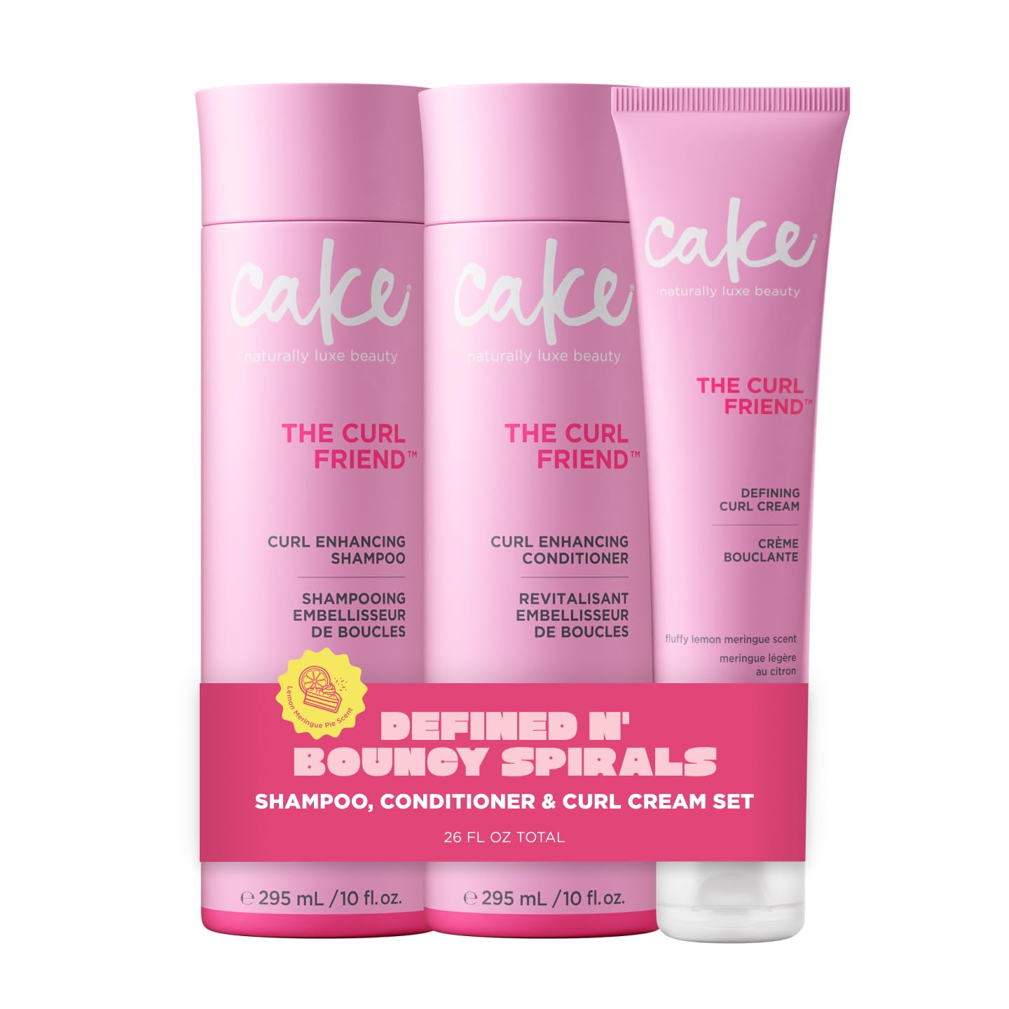 Cake Beauty Curl Friend Curl Defining Shampoo, Conditioner & Cream Set - Avocado & Argan Oil Curly Hair Products - Anti-Frizz, Cruelty Free & Vegan