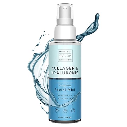 Clear Beauty Hyaluronic Acid & Collagen Face Mist - Dermatologist Tested, Moisturizes & Tones Skin, Anti-Aging, Natural Ingredients, Cruelty-Free, 95%