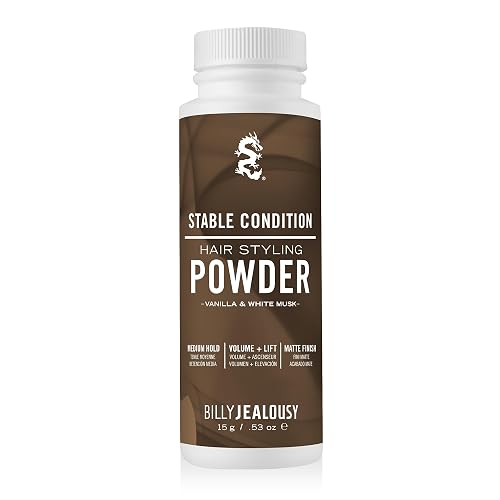 Billy Jealousy Stable Condition Hair Styling Powder - Volume & Texture Powder for Men, Medium Hold, Matte Finish, Vegan, Vanilla & White Musk Scent