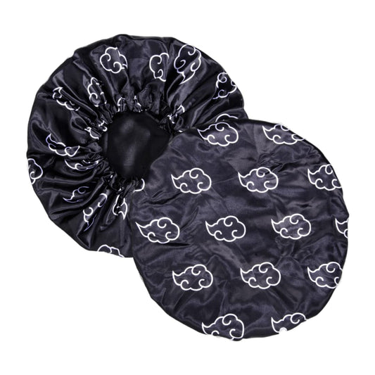 Large Silky Design Anime Bonnet with Elastic Soft Band Adjustable for Women and Men, Comfortable Satin Fabric, BlackcloudB Beauty and Personal Care FOR KINGS. BY KINGS CROWN LMTD SUPPLY