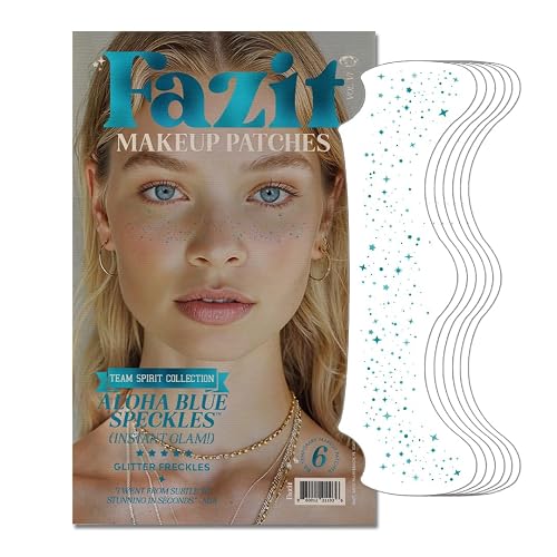 Fazit Aloha Blue Speckles - Glitter Freckle Makeup Patches - Shimmering Faux Freckles & Body Glitter - Waterproof, Long-Lasting Instant Glamour