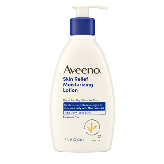 Aveeno Skin Relief Moisturizing Lotion Heals Very Dry, Sensitive Skin, Fast-Absorbing Body Lotion with Soothing Triple Oat & Shea Butter Formula