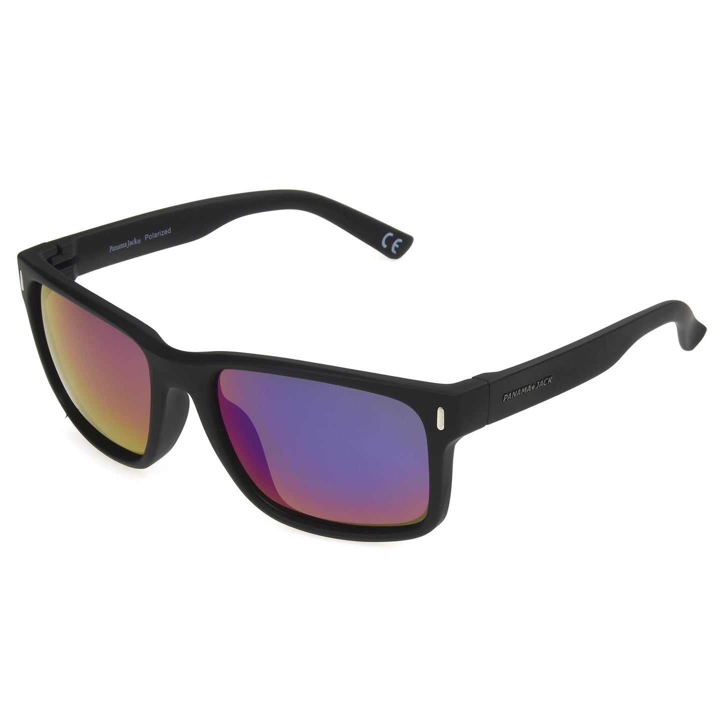 Panama Jack Women's Polarized Purple-Red Mirror Wrap Sunglasses, Black, 62mm