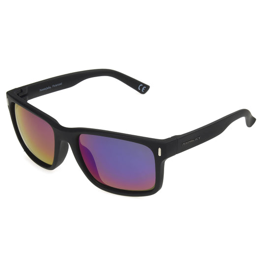 Panama Jack Women's Polarized Purple-Red Mirror Wrap Sunglasses, Black, 62mm