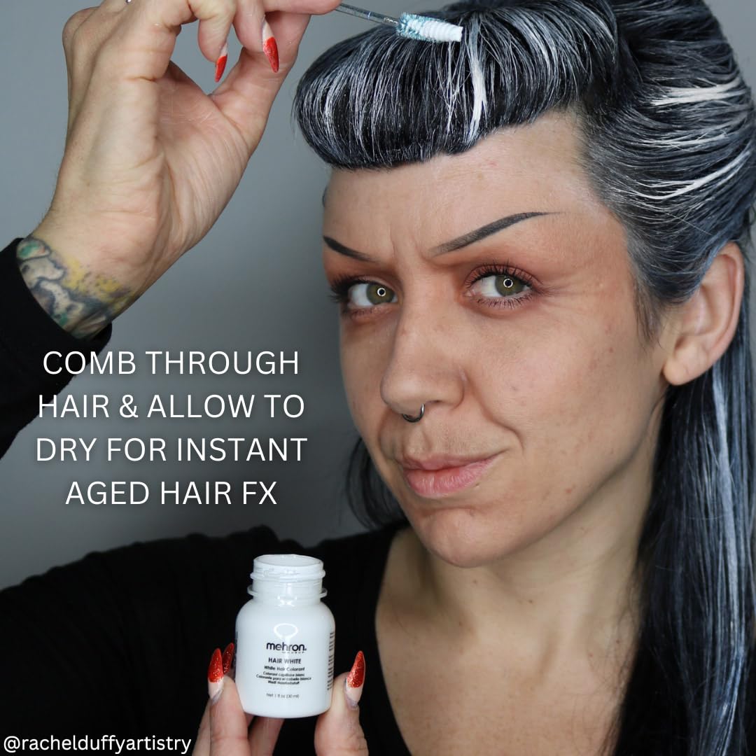 Mehron Makeup Hair White | Washable White Hair Dye | Temporary Hair Color for Theatre, Cosplay, & Halloween 4.5 oz (133 ml) | Made in the USA