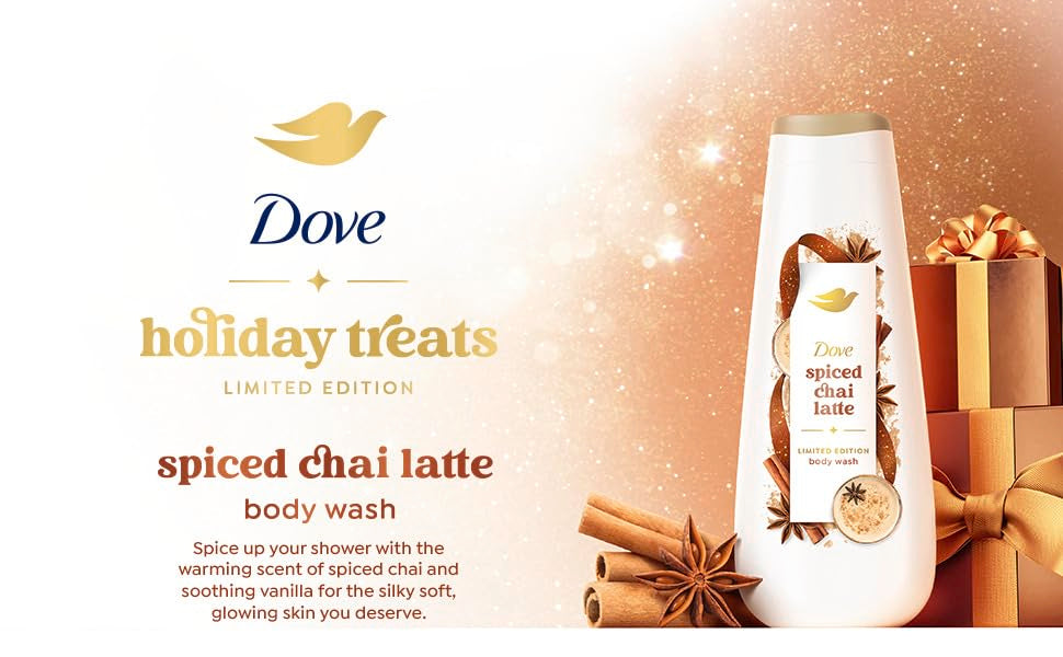 Dove Spiced Chai Latte Liquid Body Wash for Deep Nourishment Holiday Treats Limited Edition, 20 fl oz