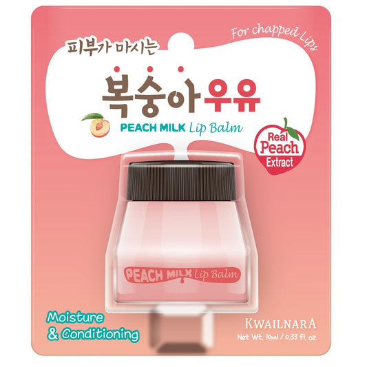 WELCOS Kwailnara Milk Lip Balm with Royal Jelly & Milk Extracts for Hydrating and Nourishing Care - Korean Lip Care - Peach Flavor - Adds Natural Tint Beauty and Personal Care Kwailnara