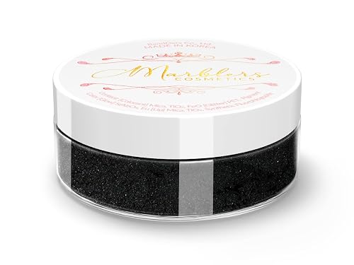 MARBLERS Fine Natural Mica Powder [True Black] 0.11oz (3g) | Highly Pigmented | Non-Toxic, Vegan, Cruelty-Free | Eyeshadow, Body Butter, Nail Polish