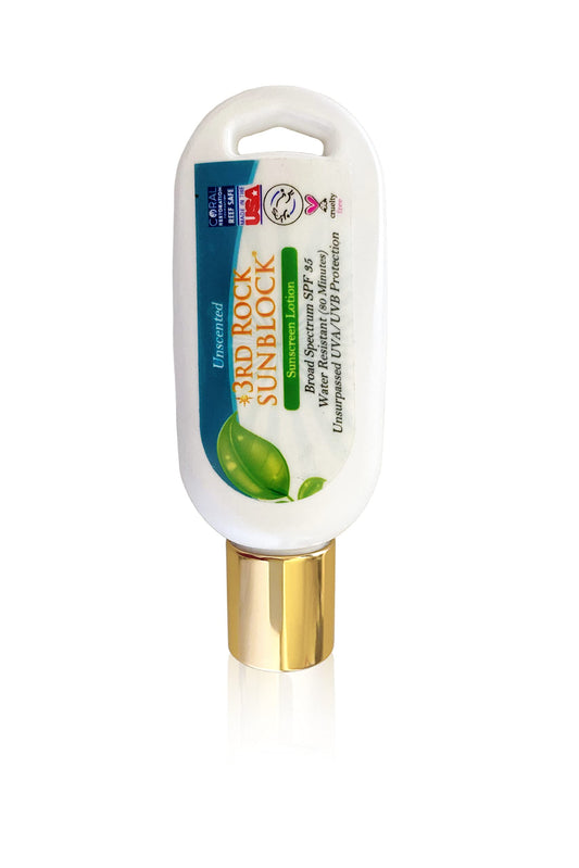 3rd Rock Essentials | Travel Size Sunblock® SunScreen Lotion SPF 35+ | Travel Sized All Natural Organic Zinc Unscented Sunscreen for Sun Protection |