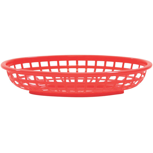 TableCraft 1074R Red 9-3/8" x 6" Oval Basket - Dozen