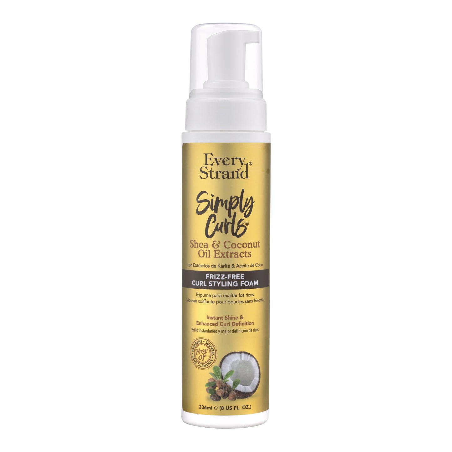 Every Strand Simply Curls Mousse 8 oz, Curl Defining and Volumizing Foam for Wavy, Curly, and Coily Hair, Lightweight Hold for Twist-Outs