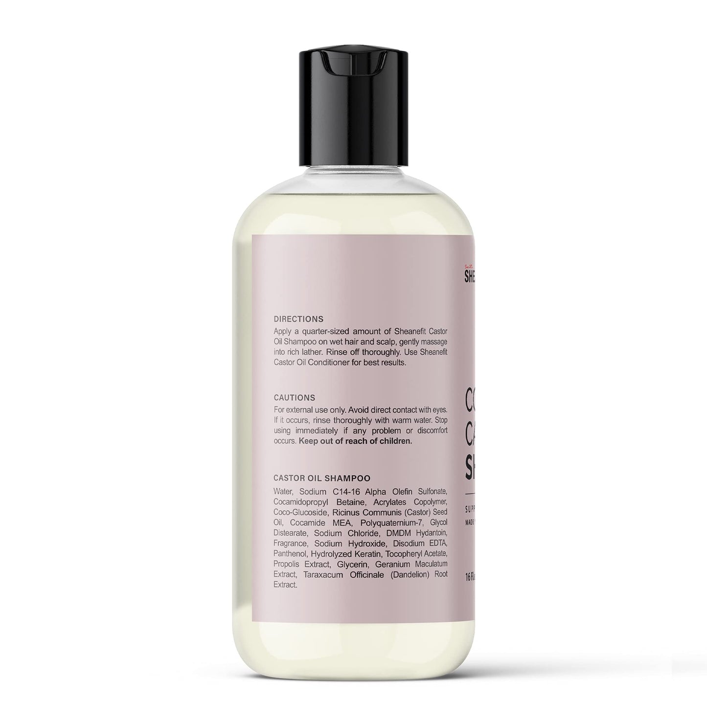 Sheanefit Cold Pressed Castor Oil Daily Shampoo Conditioner 16oz Set Support Hair Growth Nourish Strengthen Hair (Castor Oil Shampoo - 16oz)