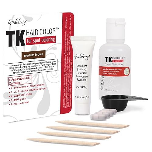 Godefroy Hair Color TK 4 Application and 1 oz Coloring Stain Remover Combo, Complete Coverage of Gray Hair Roots, Salon Quality Results - Medium Brown
