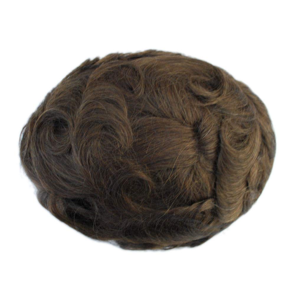 Super Thin Skin Toupee for Men Black Brown Human Hair Unit (3#-ash brown)