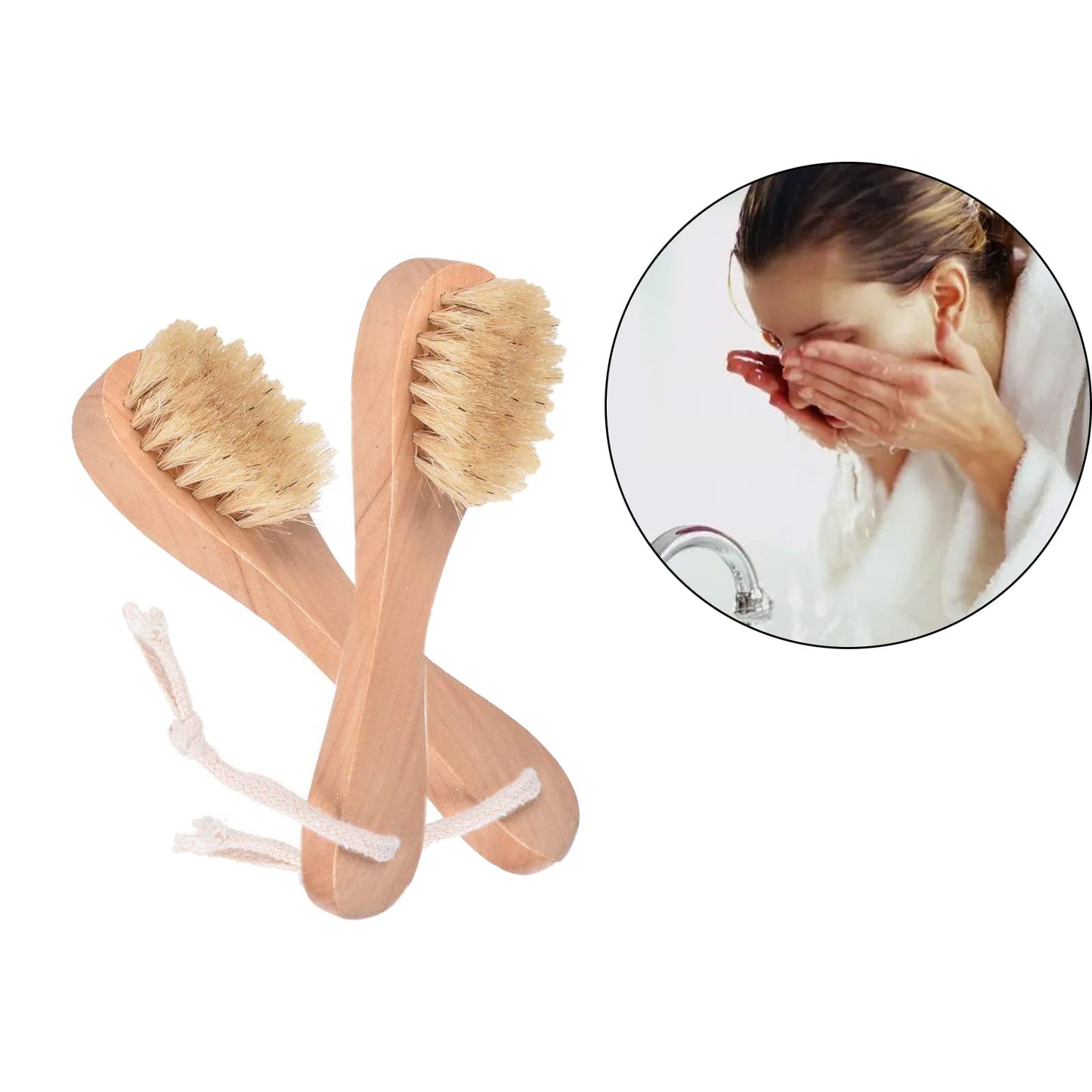 6 Pcs Face Exfoliator Brush Dry Brush Natural Bristles Wooden Face Cleaning Brush, Facial Cleansing Brush Face Wash Scrub Exfoliator Brush for Face