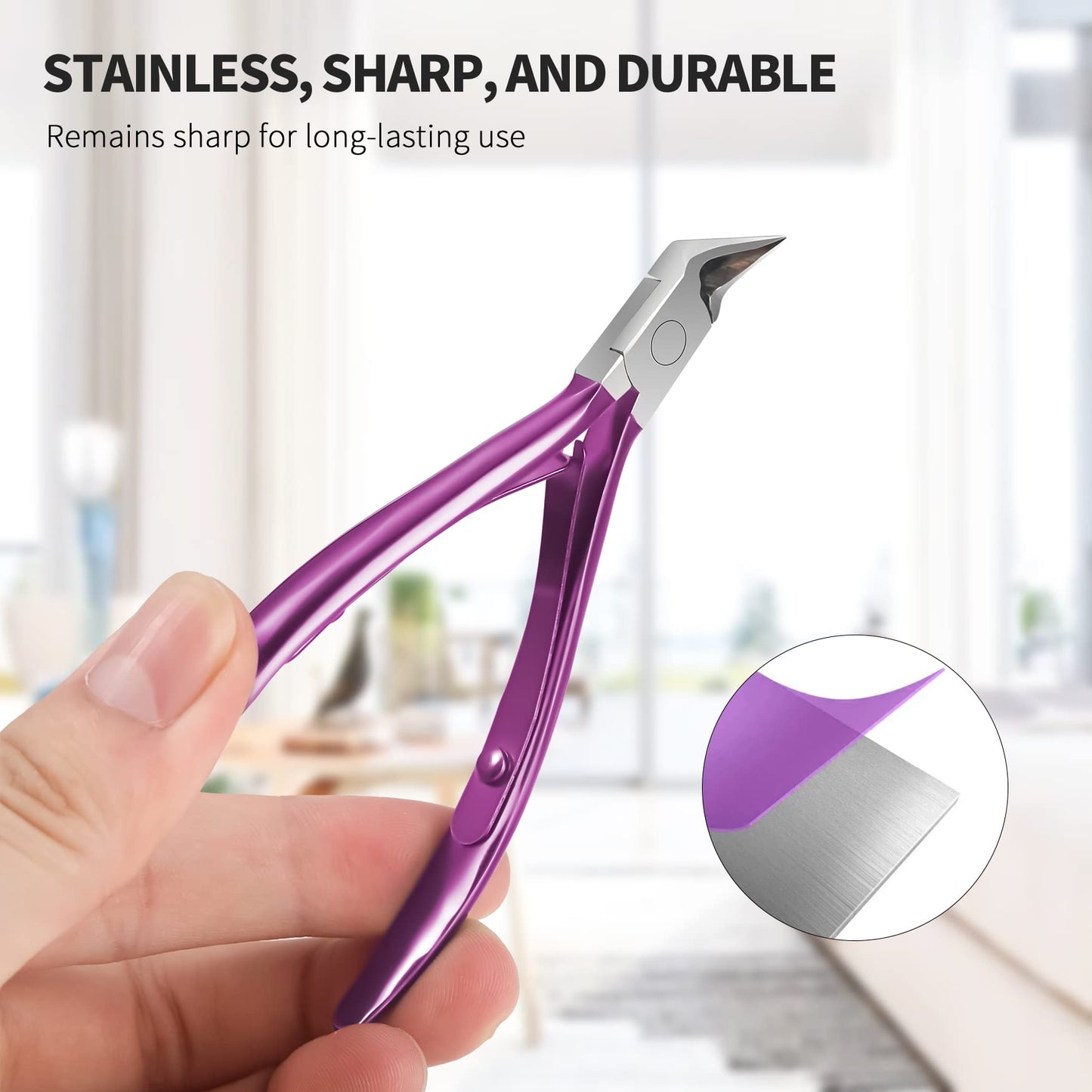 FERYES Toenail Clipper Straight Blade for Ingrown and Thick Nails - Stainless Steel and Sharp Pointed Tip Ingrown Nail Clipper - Wide Jaw Toe Nail Beauty and Personal Care FERYES