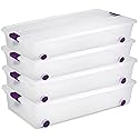 Sterilite 4-Pack 60 Quart ClearView Latch Box, Wheeled Underbed Organizer Bins with Latching Lids - Clear Plastic Organization Containers for Closet…