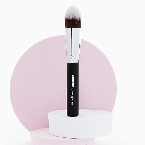 Under Eye Concealer Brush - Beauty Junkees Tapered Kabuki Brush with Soft Synthetic Bristles for Concealing, Blending, Setting, Buffing with Powder