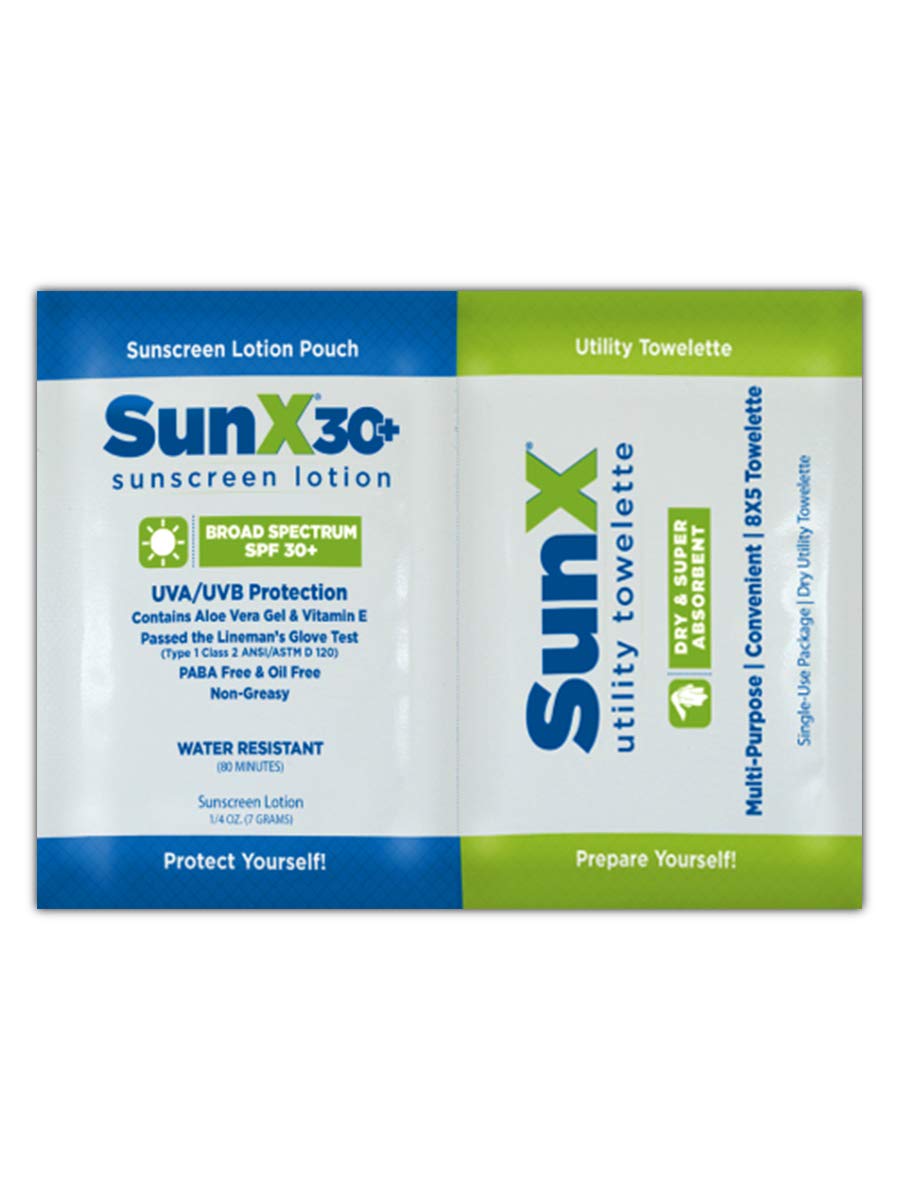 CoreTeX 71443 SunX Towelette and Sunscreen Lotion Dual Pack, Standard, Green/Blue/White (Pack of 300)